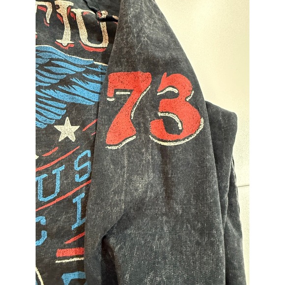 Alflication American Customs Biker Eagle Black Zip Hoodie Mens Size S (40)